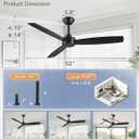 ZMISHIBO 2 Pack 52 Inch Outdoor Ceiling Fans with Remote, Black Ceiling Fan No light with Quiet Reversible DC Motor, 6 Speeds, 3 Blade Modern Ceiling Fans for Patio Living Room Bedroom Indoor