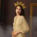 Fantherin Mary Halo Crown Headband Spiked Zip Tie Halo Crown Sunburst Goddess Headpiece with Butterfly (Style 3-Gold)