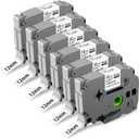 Compatible with Brother TZe231 TZ Tape 12mm 0.47 Laminated White Replacement for Brother P-Touch D220 PT-D210 D410 H110 P710BT Label Maker Tape, 1/2" (12mm) x 26.2ft, 6-Pack