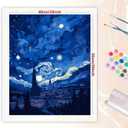CSZPPQAF Paint by Numbers Kit for Adults Beginner, Starry Sky Moon Paint by Number Kits on Canvas, DIY Easy Acrylic Watercolor Oil Painting by Numbers for Home Wall Decor 16X20inch
