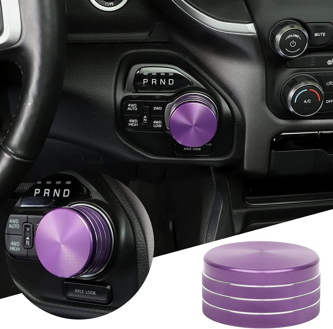 JWWY Gear Shift Shifter Switch Knob Transmission Gear Lever Gearstick Selector Knob Cover Trim for Dodge 2018-2024+ Dodge RAM 1500 Interior Accessories Special Editions Purple Aluminum Alloy