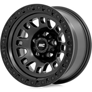 Rough Country 82 Series One-Piece Aluminum Wheel - 17x9, 5x4.5" Bolt Pattern, 12mm Offset, Gloss Black with Rugged 8-Spoke Design