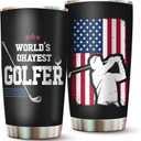 2IMT Golf Tumbler 20oz for Men Funny Travel Mug Birthday Gift Golf Lover Present for Dad Fathers Day Idea for Him Golfer Coffee Cup Outdoor Use Golfs Drinking Item Worlds Okayest Golfer Accessory
