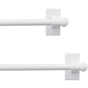 NICETOWN 2 Pack White Magnetic Curtain Rods for Metal Doors with Adjustable Length Extends from 16 inch to 28 inch Magnetic Bathroom Cafe Curtain Rod, Easy Installation for Any Steel Spaces