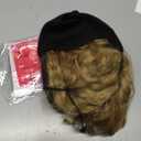 Qlenkay Baseball Cap with Hair Extensions 14inch Wavy Curly Bob Hairstyle Adjustable Wig Hat Attached Synthetic Hairpiece for Woman Ash Blonde Mix Ginger Brown (Short)