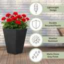Large Outdoor Planters 2-Pack - 13.75-Inch Tall Planters for Outdoor Plants or Indoor Pots for Plants - Plastic Flower Pots for Patio, Entryway, or Front Porch Decor by Pure Garden (Gray)