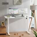 Veken 55 Inch Large Electric Standing Desk, Gaming Table, White, 55×23.6 Inch