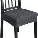 Chair Seat Covers for Dining Room Chairs Set of 4, Removable Washable Kitchen Chair Covers Anti-Dust Dining Chair Cover Chair Slipcovers Protector (4, Dark Grey), 16"D x 16"W x 3.5"H