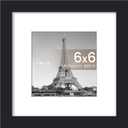 Upsimples 6x6 Picture Frame, Display Pictures 4x4 with Mat or 6 x 6 Without, Wall Hanging Square Frames, Black, 1 Pack