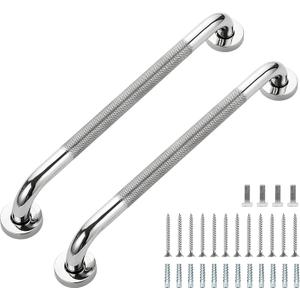 Grab Bars for Shower, 2 Pack 18-Inch Anti Slip Shower Handles for Elderly, Safety Shower Grab Bar, Stainless Steel Handicap Grab Bars for Bathroom (Polished Nickel 1" Diameter)