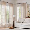 jinchan Winslow Linen Curtains for Bedroom 84 Inches Length Embroidered Bordered Floral Curtains for Living Room Farmhouse Decor Light Filtering Window Treatments Ivory on Beige Drapes 2 Panels