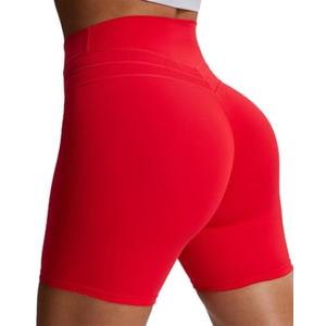 Aoxjox Luna Workout Biker Shorts for Women Tummy Control High Waisted Exercise Athletic Gym Running Yoga Short 6", Size M