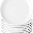 7 Piece Ceramic Appetizer Plates, 5.6 Inch Small Dessert Plates Set, White Round Plates for Bread, Butter, Snack, Lightweight Dinnerware Saucer Sets - Ivory, Oven, Microwave & Dishwasher Safe