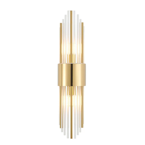 Ondersley Modern Gold Crystal Wall Sconce, Gold Wall Light Vertical Rod Design，Vintage Looking Gold Metal Wall Sconce, for Living Room, Bedroom, Bathroom, Vanity, Staircase, Hallway