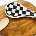 Checkered Spoon Rest for Kitchen Counter - Cooking Spoon Holder for Stove Top - Large Utensil Spatula Spoon Rest - Cute Kitchen Gadgets Gift for Housewarmings - Distressed Checkerboard Black and White