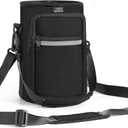 Nuovoware Water Bottle Carrier Bag,25oz/40oz/64oz Bottle Pouch Holder,Adjustable Shoulder Hand Strap 2 Pocket Sling Neoprene Sleeve Sports Accessories for Hiking Travelling Camping (64 Ounces - Standard, Coal Black)