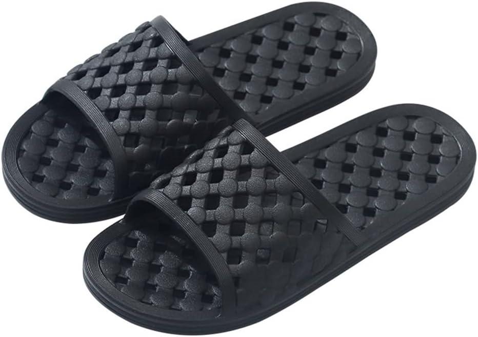 Shower Shoes for Adult Comfortable and Soft Slippers Quick Dry Non-Slip with Drain Holes for Bathroom (Black)