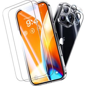 Set Of 2 Opxyl Not Yellowing for iPhone 16 Pro Max Case Clear, 360° Protection with 2X Screen Protector + 2X Camera Lens Protector, Mil-Grade Shockproof Phone Case Slim Cover for iPhone 16 Pro Max, Clear 