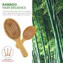 MRD Hair Brush Set, Natural Bamboo Comb Paddle Detangling Hairbrush, Wide-tooth and tail comb No Bristle, Suitable for Women Men and Kids Thick/Thin/Curly/Dry Hair Gift kit