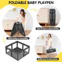 Baby Playpen Foldable Playpen for Babies and Toddlers, Large Playpens Portable Play Pen Play Yard for Kids Fence Indoor Outdoor Travel 4 Handlers 50 Balls Baby Gifts Essentials 50"X50" Dark Grey