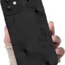 for iPhone 12 Case, Cute Floral Flower Pattern Print Design Soft TPU Full Camera Lens Anti-Drop Anti-Scratch Shockproof Protective Slim Phone Cover for Women Girls - Black