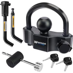 Keyed Alike Heavy Duty Trailer Coupler Lock Set - Trailer Ball Lock Fits 1-7/8", 2'' 2-5/16" Coupler, with 1/2'' and 5/8" Dia Dual Bent Pin Hitch Lock and Adjustable Coupler Latch Lock, Black