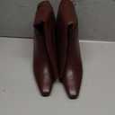 ISNOM Burgundy Boots for Women Knee High Boots Chunky Tall Boots for Women, Square Toe Long Boot Burgundy Winter Fall Boot with Full Zipper Fashion Leather Boot, Size 8.5