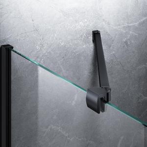 Frameless Shower Door Support Bar, Stainless Steel Wall-to-Glass Support Arm to Fixed Shower Glass Panel, for 1/4"-3/8" (6-10 mm) Door, 180 Pivot & Stow-Flat Mode (Matte Black, 23.6-inch(600mm))