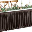 Wish Care 6ft Long Brown Table Skirt for Rectangle Tables - Wrinkle Resistant Polyester Pleated Table Skirting for Parties Weddings Office