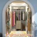 Besiost 4FT Small Closet System with 3 Fabric Drawers, 48'' Closet Organizer System With 3 Adjustable Shelves, Flexible Built-In Clothes Garment Rack for Small Space, 48"L x 13"W x 71"H, White Oak
