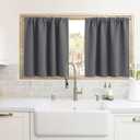 RYB HOME Blackout Curtains for Kitchen, Over Sink Privacy Curtains Window Decor, Thermal Insulating Drapes for Bathroom Cafe Bedroom Small Window, W 42 x L 24 inch, Grey, 2 Panels