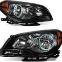 AUTOSAVER88 Headlights Assembly Compatible with 08 09 10 11 12 2008 2009 2010 2011 2012 Chevy Malibu 2008-2012 08-12 Headlamps Passenger and Driver Side Black Housing Amber Reflector