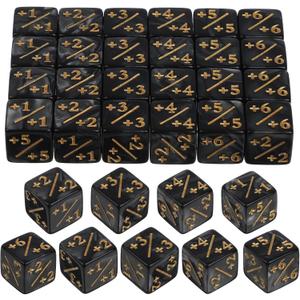 24Pcs 1/+1 Token Dice Counter, 0.63in D6 Plus and Minus Dice Set, Acrylic Board Game Accessory, Compatible with M-TG, CCG, Card Games, Black