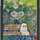 Green Cute Ghost Flower Watercolor Botanical Phone Case, Spooky Sad Ghost Garden Halloween Aesthetic Phone Case for iPhone X/XS for Teen Girls and Boys, Women and MeniPhone-X/XS
