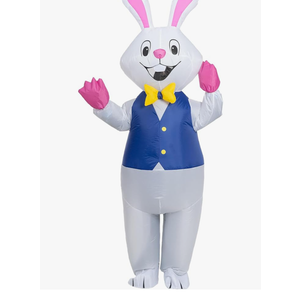 Easter Bunny Costume Adult Inflatable Bunny Suit Blow Up Rabbit Outfit for Women Mens Easter Cosplay Party, Suitable For 63" - 75" Tall 