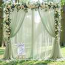Shillance Sage Green Wedding Arch Draping Fabric, 2 Packs 29" x 20FT Sheer Fabric Arch Drapery Curtain Backdrop Ceiling Drapes for Wedding Arbor Ceremony Canopy Birthday Party Decorations