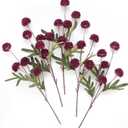 Floroom 5pcs Burgundy Faux Silk Mums Artificial Flowers, Bulk Fake Small Mini Chrysanthemums with Stems for DIY Wedding Centerpieces Floral Arrangements Vase Fillers Home Decorations