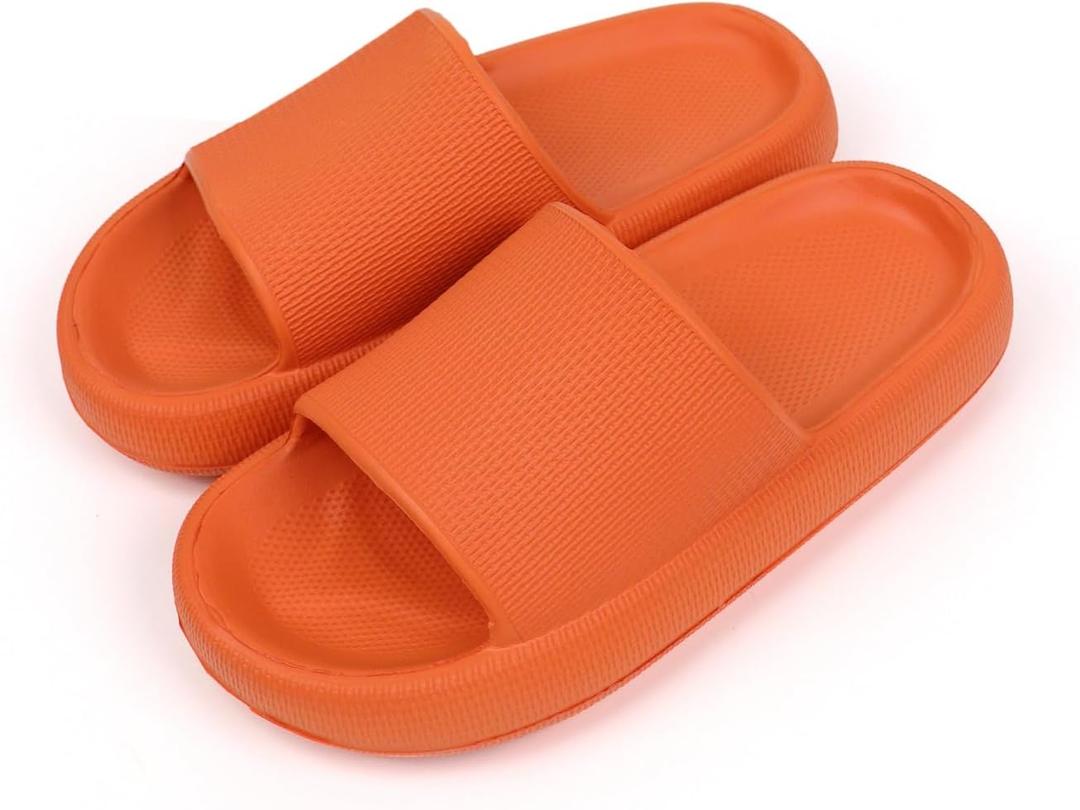SEVENHILL Pillow Slippers for Women and Men Indoor Outdoor Non-Slip Quick Drying Slides and Sandals (Orange, M)