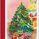 7 x KingKraft Christmas Card, Christmas Tree Quilling Card for Christmas, Christmas Card with Envelop, Vintage Christmas Card, Handcrafted Greeting Card for Holiday Christmas and New Year, 5.1x7.1in