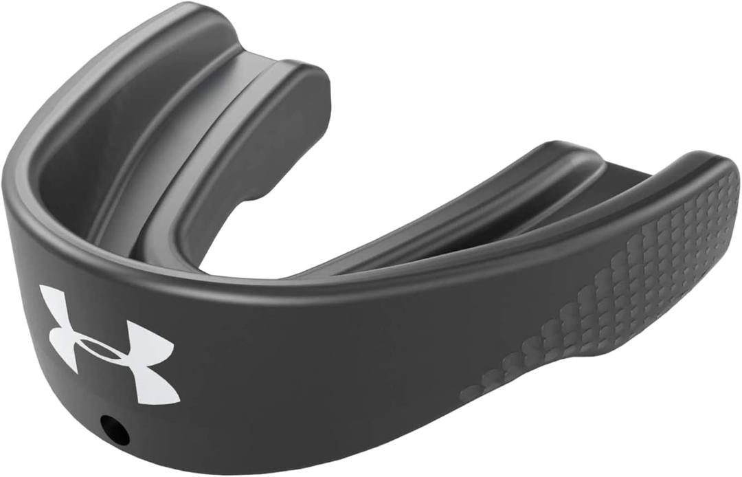 Under Armour Sports Mouth Guard, Custom Fit, Includes Detachable Helmet Strap, Youth & Adult Sizes (Black)