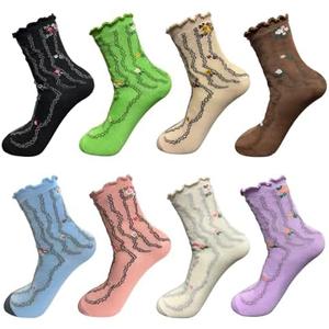 LOHO WONDERZ 16 Pairs Ruffle Socks, Cute Crew Athletic for Women and Girls