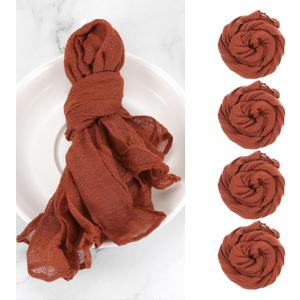 uxcell 6Pcs Cheesecloth Napkins, 20x20 Inch Terracotta Rustic Dinner Table Napkins Decorative Napkins for Wedding Party Table Decor Bridal Shower