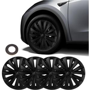 BASENOR Tesla Model Y Wheel Covers 19 Inch Hubcaps Replacement Hub Caps OEM Rim Protector (Proprietary Design) Black Wheel Caps Car Protection for Tesla Exterior Accessories