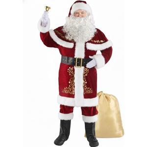 Santa Claus Costume for Men Santa Suit Adults 12pcs Mens Deluxe Professional Christmas Clause Outfit Xmas Suits Adult, Medium