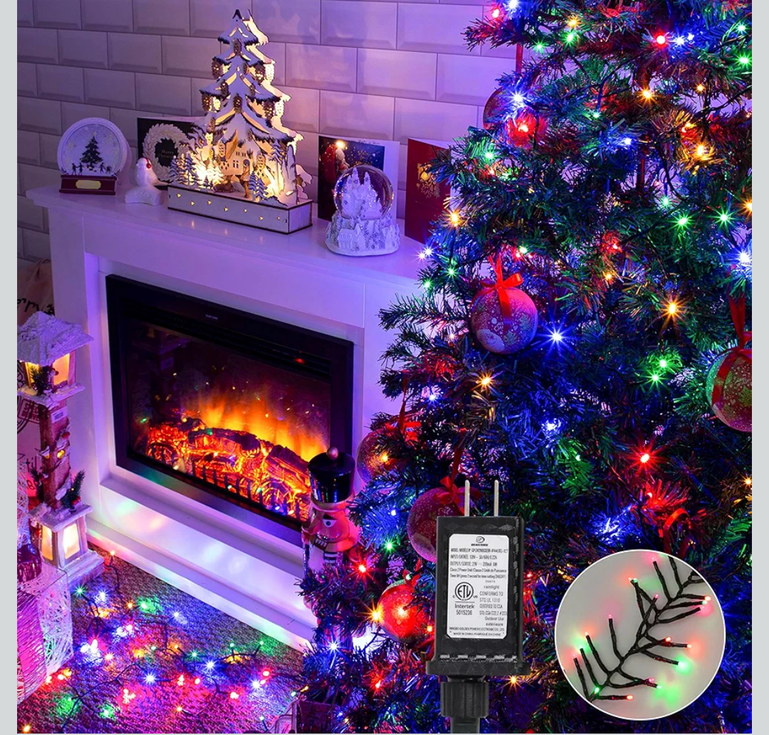 EcoNour 41 Ft 1000 LED Cluster Twinkle Lights for Christmas Tree, 8 Modes String Lights for Decoration with Timer and Memory Function, Multicolor Sparkle Lights for Magical Home & Outdoor