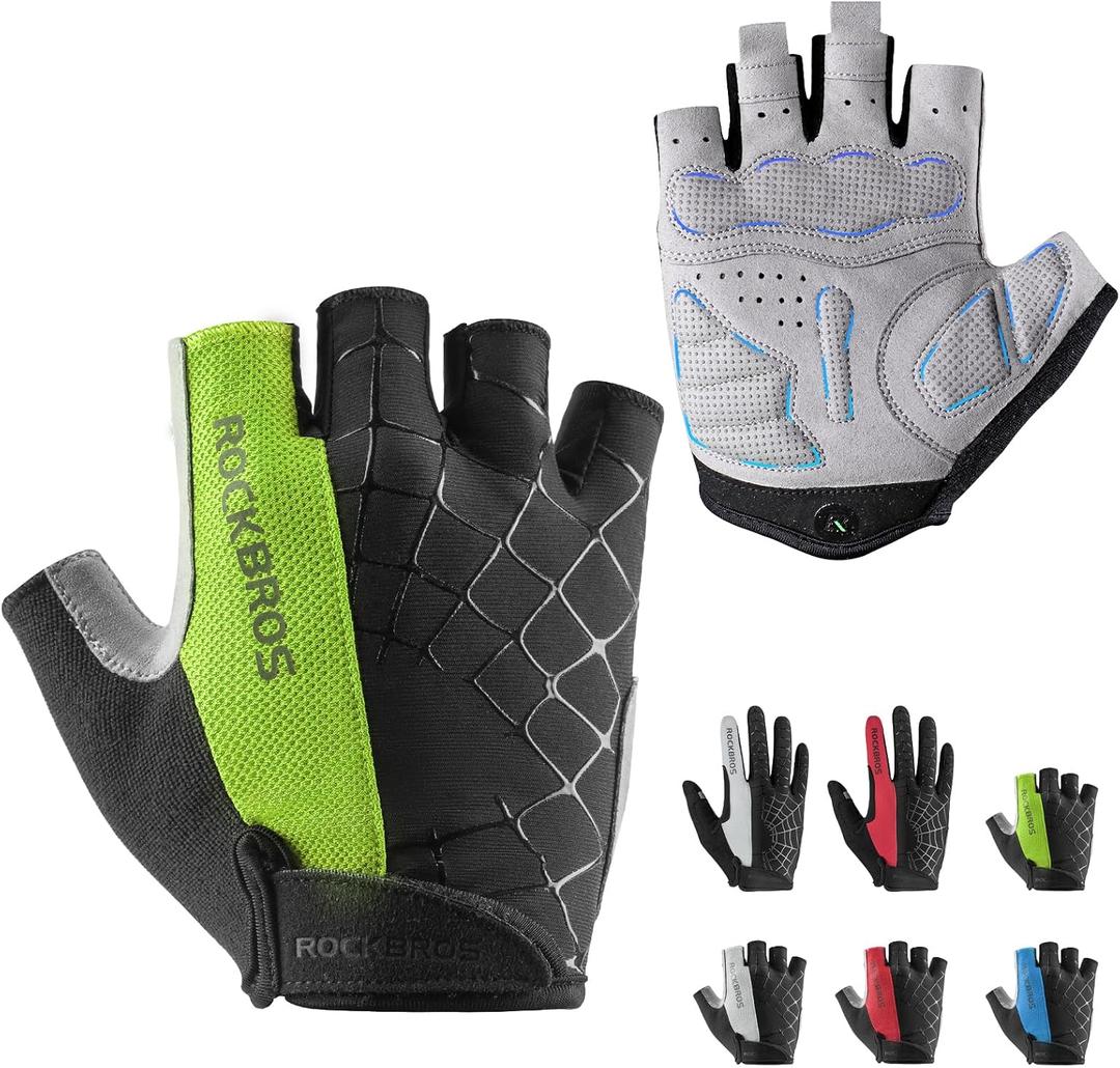 ROCKBROS Cycling Gloves for Men Women Mountain Bike Gloves SBR Pad Anti-Slip Road Riding Bicycle Biking Gloves for Cycling Motorcycle Gym, Short-US M/Asia L