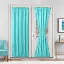 Hiasan French Door Curtains Privacy, Rod Pocket Semi Sheer Front Curtain for Door Window, 1 Panel (Aqua, W 52 inch x L 72 inch)