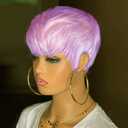 Short Pixie Haircut Synthetic Wig for Black Women - Short Hairstyle - Purple