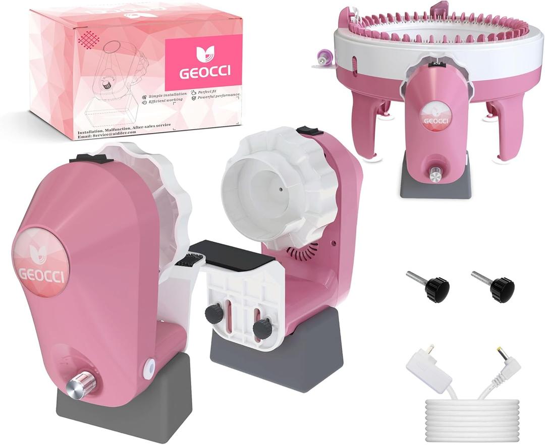 GEOCCI Electric Knitting Machine Adapter for Sentro 40-Needle and 48-Needle Round Knitting Machines (Pink)