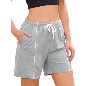 Quenteen Womens Bermuda Shorts Lounge Athletic Loose Running Yoga Shorts with Pockets Grey 3XL